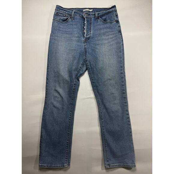 Levi's Women's Wedgie Straight Leg Button Fly Blue Denim Jeans - Size 31x28 - Picture 1 of 8